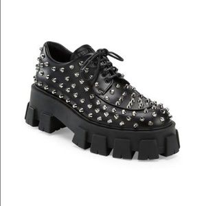Prada Studded Leather Derby Shoes, Worn a few times. Great Condition